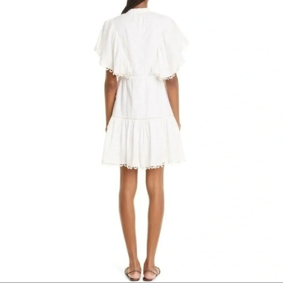 FARM RIO 3D Flower Mini Dress in White Size Small Embroidered Beaded B1 - Picture 3 of 6